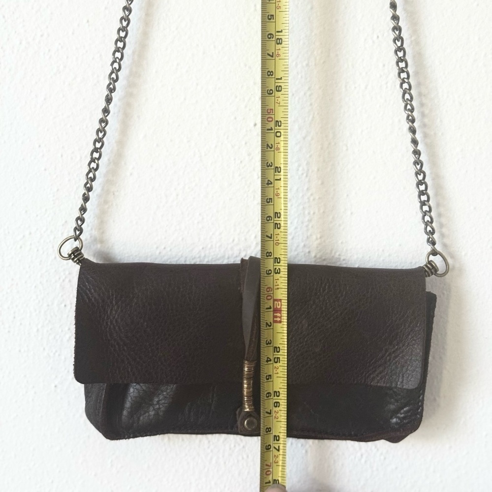 JO Chic Brown Boot Leather Clutch Wallet with Crossbody Chain - Picture 8 of 10